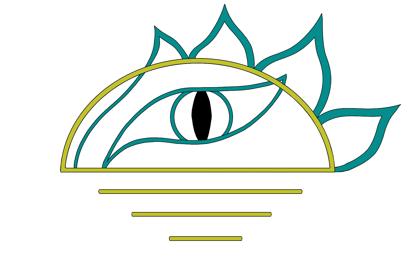 Logotipo de Leyendo al Alba: Dibujo minimalista de un sol amaneciendo a través del cual se asoma el ojo y las escamas de la cabeza de un dragón.