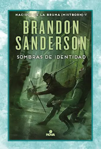 Portada de la novela Sombras de identidad, escrita por Brandon Sanderson.