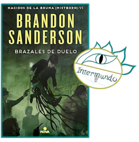 Portada de la novela Brazales de duelo, escrita por Brandon Sanderson bajo el sello de Proyecto Intermundo